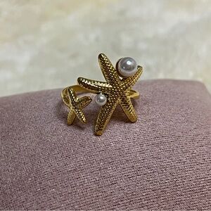 Stainless steel Gold plated Starfish Ring